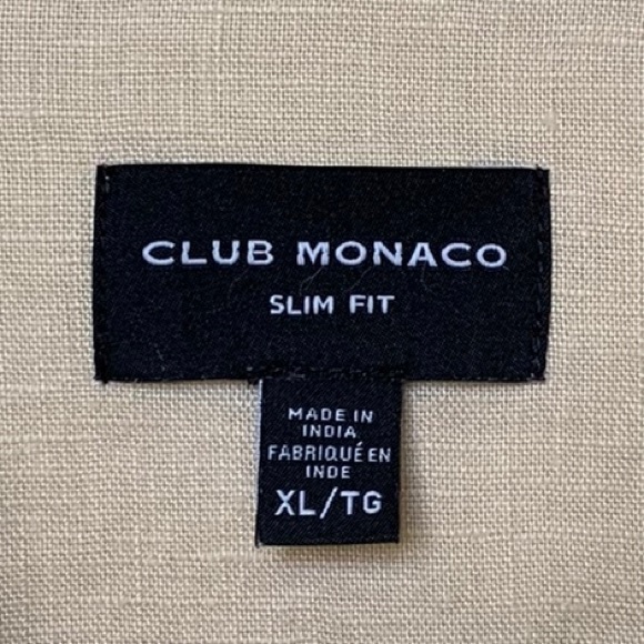 Club Monaco Yellow 100% Linen Slim Fit Shirt - Picture 7 of 8